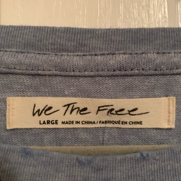 Free People Distressed Tee w Embroidered Flamingo - Picture 7 of 13